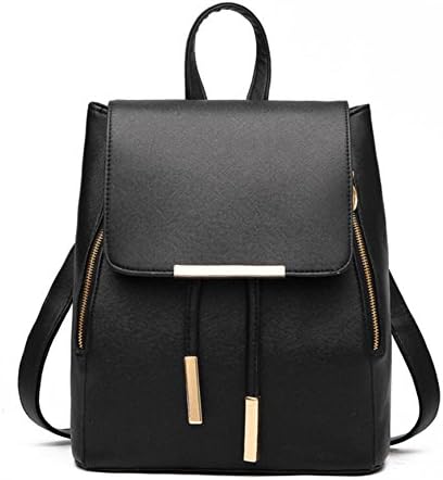 Backpack Women Leather Backpacks Pu Bagpack (Black)