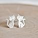 Adorable Sitting Cat Stud Earrings in Sterling Silver 925