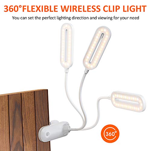 STOON Reading Light with Clip, Rechargeable 30 LEDs Book Light with 3 Brightness (Cool and Warm) and Touch Switch, Flexible USB Eye-Care Desk Lamp for Kids Adults Reading in Bed