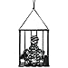 HollyHOME Halloween Decoration Hanging Caged Animated Jail Prisoner Skeleton Terror Decoration Flashing Light up Prop Toy