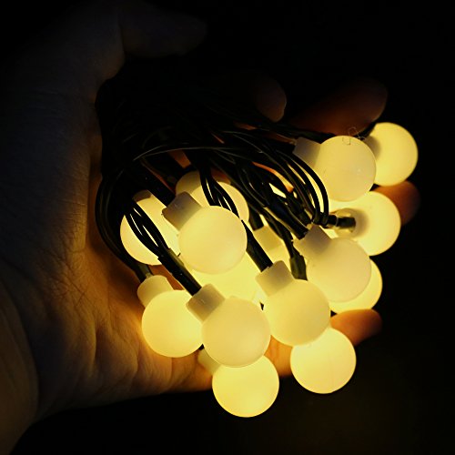 XUNATA 39.6ft Solar Powered LED String Lights Flexible Waterproof 100 LEDs White Ball Lights for Indoor Outdoor Home Patio Lawn Garden Party Holiday Decorations(Warm White)