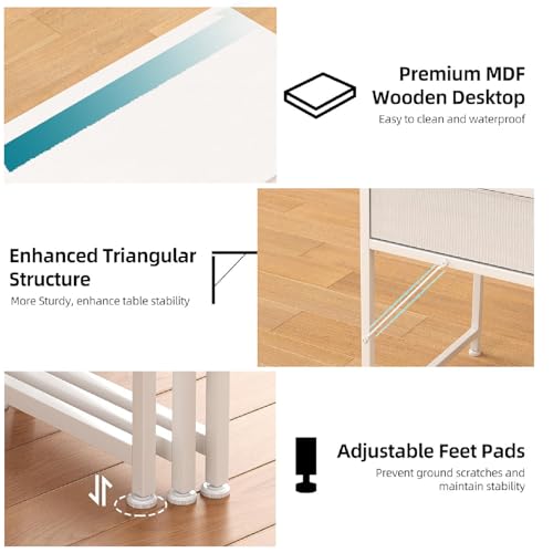 CAIYUN L Shaped Computer Desk with 2 Drawers, 39 Inch Office Corner Desk with 2 Storage Shelves, Working Table Study Table for Home Office Desk, White