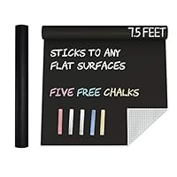 Extra Large Black Chalkboard Contact Paper Vinyl Wall Decal Poster (7.5 FEET) Blackboard Roll Adhesive Chalk Board Paint Alternative w/Bonus Chalks - Peel and Stick DIY Wallpaper Sizes 17.8" X 90.5"