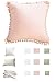 Light Pink Pillow Cover with Pom Balls Cotton Throw Pillow Case 45x45CM(18x18inches)