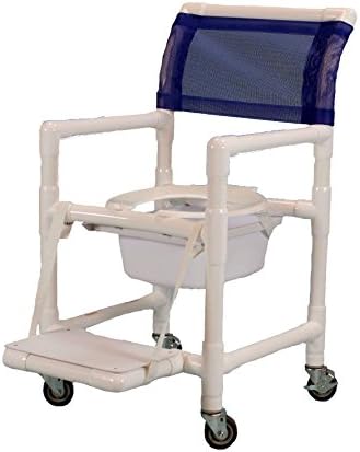 Care Products 550ESLFFC12-RB Standard Shower Chair with Slanted Seat, 3" SX Casters, C12 Commode/Fold Up Footrest, 38" Height, 18" width, 21" Length