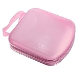Foxnovo Portable Clear Plastic 40 CD DVD VCD Disc Holder Storage Box Bag Wallet Case Protector Organizer (Pink)