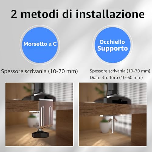 suptek MD01A Monitor Stand for 13-32" LED LCD Screen up to 9 kg Monitor Arm with Gas Spring Tilt Swivel and Height Adjustable 360° Swivel VESA 75 x 75/100 x 100 mm
