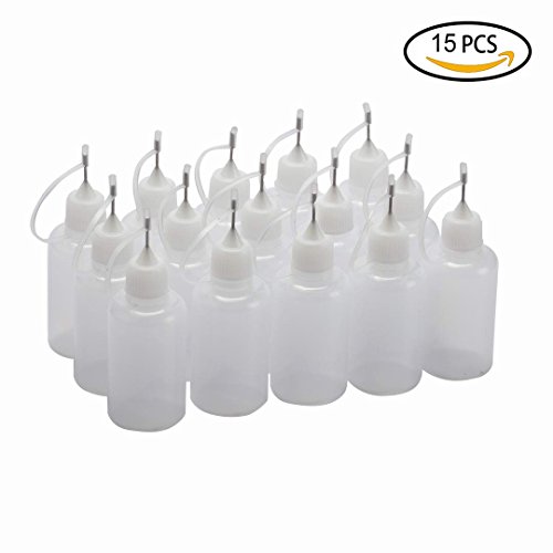 BinaryABC Needle Tip Glue Bottle,Empty Glue Applicator Bottle,Squeezable Dropper Bottle,30ml, 15pcs