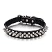 Rachel Pet Products Rivet Spiked Studded Genuine Leather Dog Collar for Small or Medium Pet, Black, S