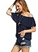 SheIn Women's Off The Shoulder Ruffle Tassel Scalloped Hem Blouse Top Medium Navy