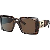 Versace Woman Sunglasses Havana Frame, Dark Brown Lenses, 54MM