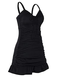 septangle vestido de baño de una pieza con lunares con dobladillo con volantes