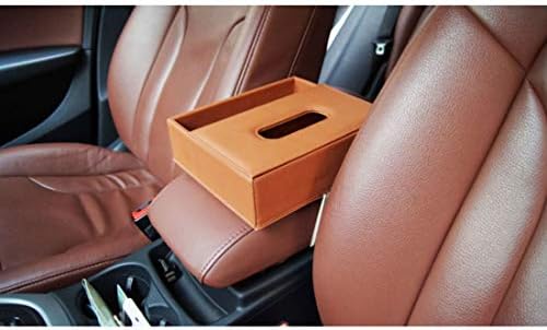 RABILTY 2018 Leather Car Tissue Box Lambskin Armrest Box Car Tray (Color : Brown)