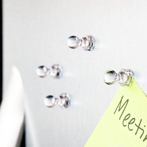 UbiGear 30 Pcs Clear Magnetic Push Paper Pin Magnet Tack Pushpin Hook Holder for Refrigerator Dry Erase Board and Whiteboard(Clear-30)