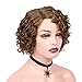 FAVE Short Curly Bob Wigs 100% Brazilian Virgin Human Hair Wigs for Black Women Honey Blonde Pixie Cut Lace Part Wig Glueless Bob Wigs Human Hair Pre Plucked(30#,8 Inches)