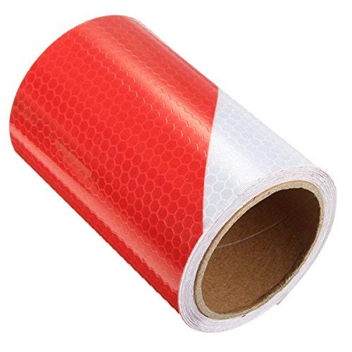 Alamor 5Cm/10Cm/20Cm Traffic Warning Safety Night Reflective Strips Red White Bias Tape Sticker - 10cm