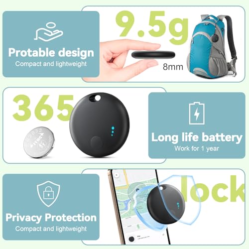 Android Air Tracker, 4 PCS Smart Tracker Tag GPS Key Locator Compatible with Find Device(Android Only), Bluetooth Tracker Tag Compatible for Wallets, Keys, Backpacks (Black)
