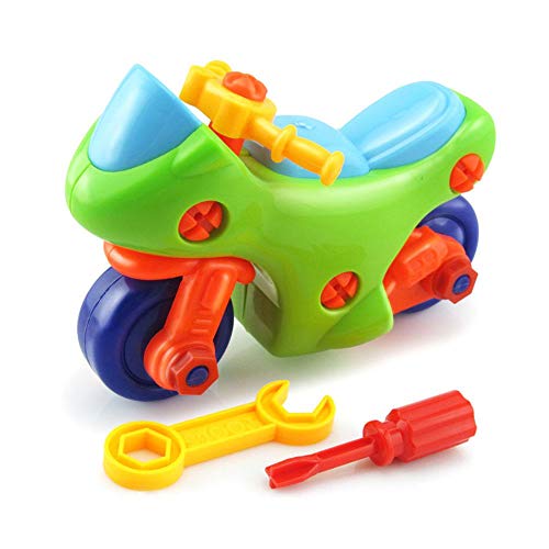 Pawaca Children's DIY Colorful Motorcycle,Assembly Disassembly Motorcycle Toy with Screwdriver and Nut,Puzzle Racing Toy Car Sets Cute Christmas Birthday Gift for Kids Over 3 Years Old