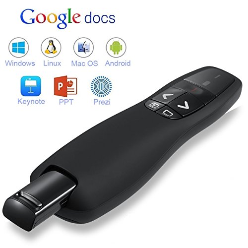 LAKA Wireless Presenter,Support hyperlinks RF 2.4GHz PowerPoint Clicker Presentation, Remote Control PPT Pointer Clicker Flip Pen