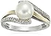 Amazon Collection Sterling Silver and 14k Yellow Gold 7mm Freshwater Cultured Pearl and Diamond Ring (0.07 cttw, I-J Color, I3 Clarity), Size 7