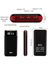 Power Bank 25000mAh gran capacidad BCM cargador portátil batería Pack de batería de copia de seguridad Dual Inputs 3 puertos de salida con inteligente LCD compatible Smartphone, Tablet y más