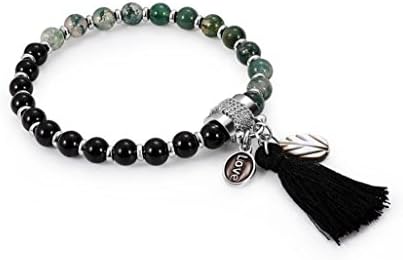 Stone Beads Bracelets,Women Colorful Natural Stone Beads Bangle Chakra Bracelet Chain Jewelry Hemlock (E)