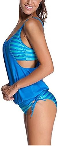 Women's Mini Fashion Elegant Inspired Swimsuit Bikini Top Bottom Tankini Blue Meduim