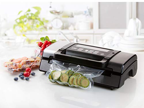 DOMO DO331L Vakuumierer inkl. 1 Rolle Folie â Vollautomatisches Vakuumiergerät mit Marinierfunktion â Ideal für Sous-Vide, Vorrat & empfindliche Lebensmittel - 130W - Schwarz/Silber – Bild 3
