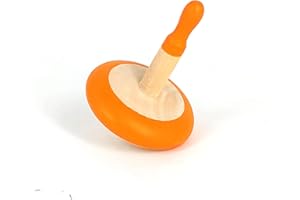 Shumee Organic Handmade Spinning Top 1 Pc/Set (Orange)|6 cm| 100% Child Safe| Gyroscopes Toy| Fidget Spinner| Educational Toys|Montessori,Kindergarten Toys| Gift Toys for Kids/Toddlers