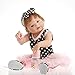 Reborn Baby Doll realistic baby dolls Vinyl Silicone Babies 22inch 55cm Doll Newborn real baby doll Free Pacifier black dress white dots nifty suit