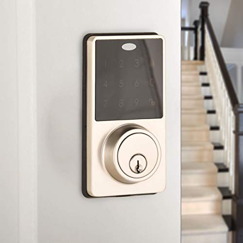 Amazon Basics Electronic Deadbolt Door Lock, Classic, Satin Nickel