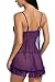 Avidlove Sexy Nightwear Deep V Neck Babydoll Flyaway Lingerie Lace Chemises Purple XXL