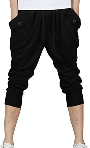 Men's Athletic Sport Jogger Capri 3/4 Pants Baggy Harem Shorts Tapered Sweatpants