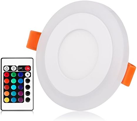 LemonBest® Ultra Slim LED Round Recessed Ceiling Panel Light Dual Colour Cool White and RGB Circle Lamp Downlight, AC100-265V, (6 Watts)