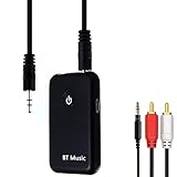Bluetooth Transmitter and Receiver Splitter 2-in-1 - High Fidelity Long Range Low Latency Audio Bluetooth Adapter with Audio Cable + RCA Cable + USB Charging Cable