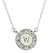 Maren Elena Alphabet Letter Pendant on 15mm Enamel Background with Austrian Crystal Halo