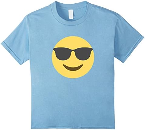 Kids SUNGLASSES SMILEY FACE EMOJI T SHIRT 6 Baby Blue