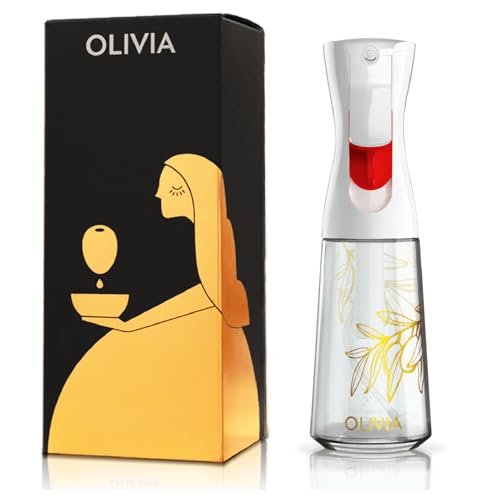FLAIROSOL OLIVIA Oil Sprayer for Cooking, 200ml Glass Olive Oil Sprayer, Continuous Oil Sprayer Bottle with Portion Control, Barbecue (Golden Leaves)