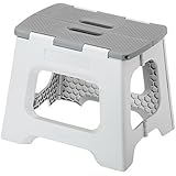 Vigar Compact Foldable Stool, 11 inches, Lightweight, 330-pound Capacity Non-Slip Folding Step Stool for Kids and Adults, Gray