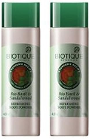 Biotique Bio Basil &amp; Sandalwood Refreshing Body Powder, 180 gm - 2 pk