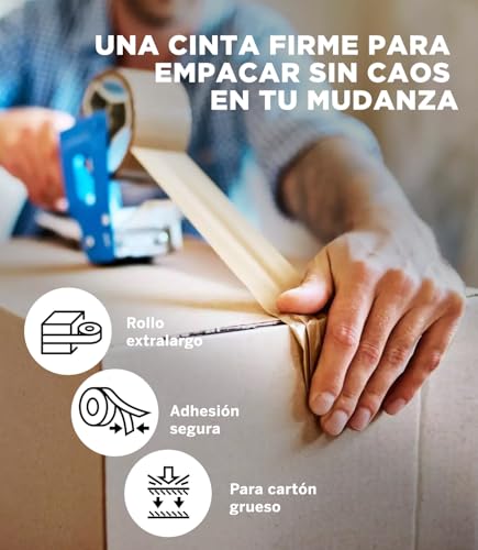 YUREX Cinta Canela 48mm x 135m Industrial 810m Totales Rinde Tres Veces Mas Pack 6 Adhesivo Fuerte y Silencioso sin Residuos Cinta de Embalaje Extra Larga para Cajas y Mudanzas Mas Metros por Rollo