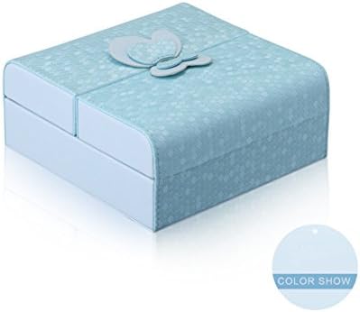 Jinsen Small Travel Home Jewelry Box Organizer Display Storage Case for Earrings, Rings, Necklaces, Jewelry, Cufflinks or Collections (Style1, Blue)