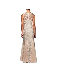 Vestido bordado de Alex Evening para mujer con escote de ilusión