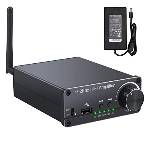 Neoteck Bluetooth 5.0 Stereo Audio Amplifier 100W+100W with DAC Function, Class D Amplifier, USB Coaxial Optical to Analog Audio Converter for Home Speakers