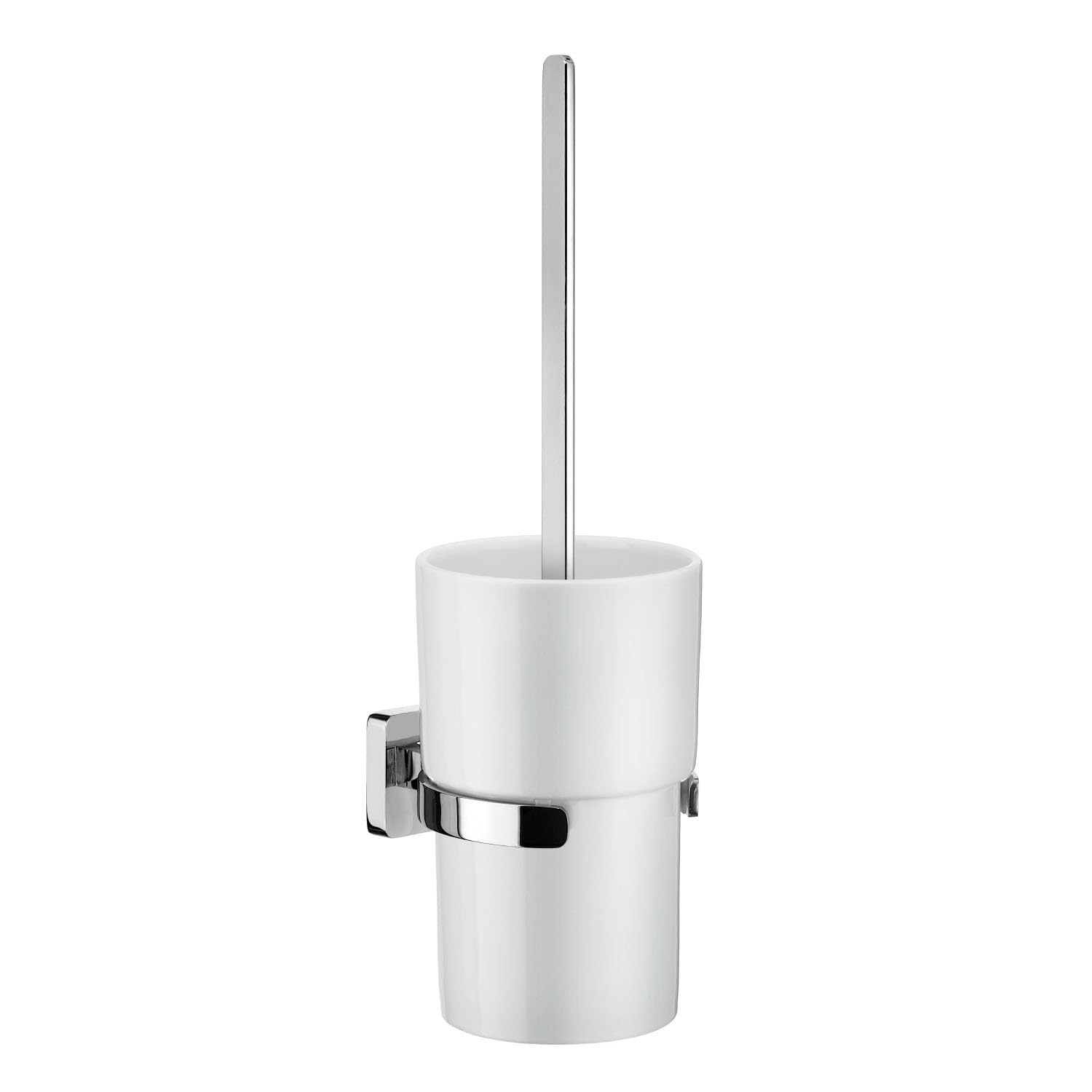 Smedbo Toilet Brush Wallmount, Polished Chrome OK333P Ice Holder Porcelain, Silver, 10.8 x 11 x 39.4 cm