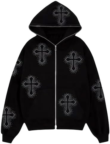y2K 00s GRIFFIN グリフィン　アシンメトリー ジップアップ　JKT Amazon.com: Attria Grunge Jacket Women Fairy Fleece Rhinestone