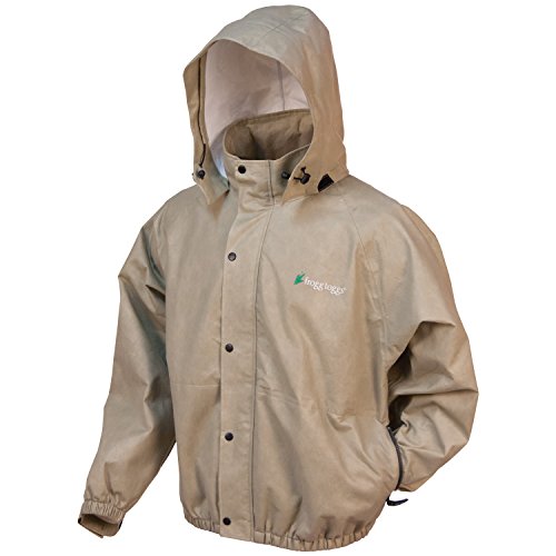 Frogg Toggs Classic Pro Action Rain Jacket with Pockets, Khaki, Size Large