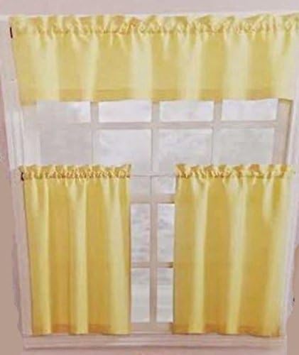 Yellow Kitchen Window Curtain Set 3 Pc