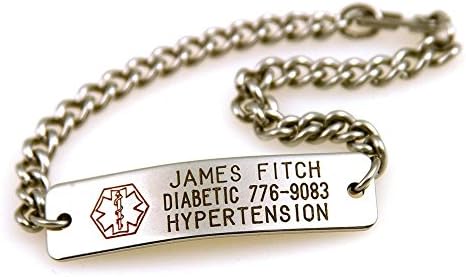 Personalized Medical Alert ID Bracelet - ALLERGIC TO PENICILLIN - Free Additional Engraving - Hypo-allergenic Stainless Steel - size: 6.5 inches