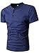MIEDEON Men Linen and Cotton V Neck Short Sleeve Casual Henley T-Shirt